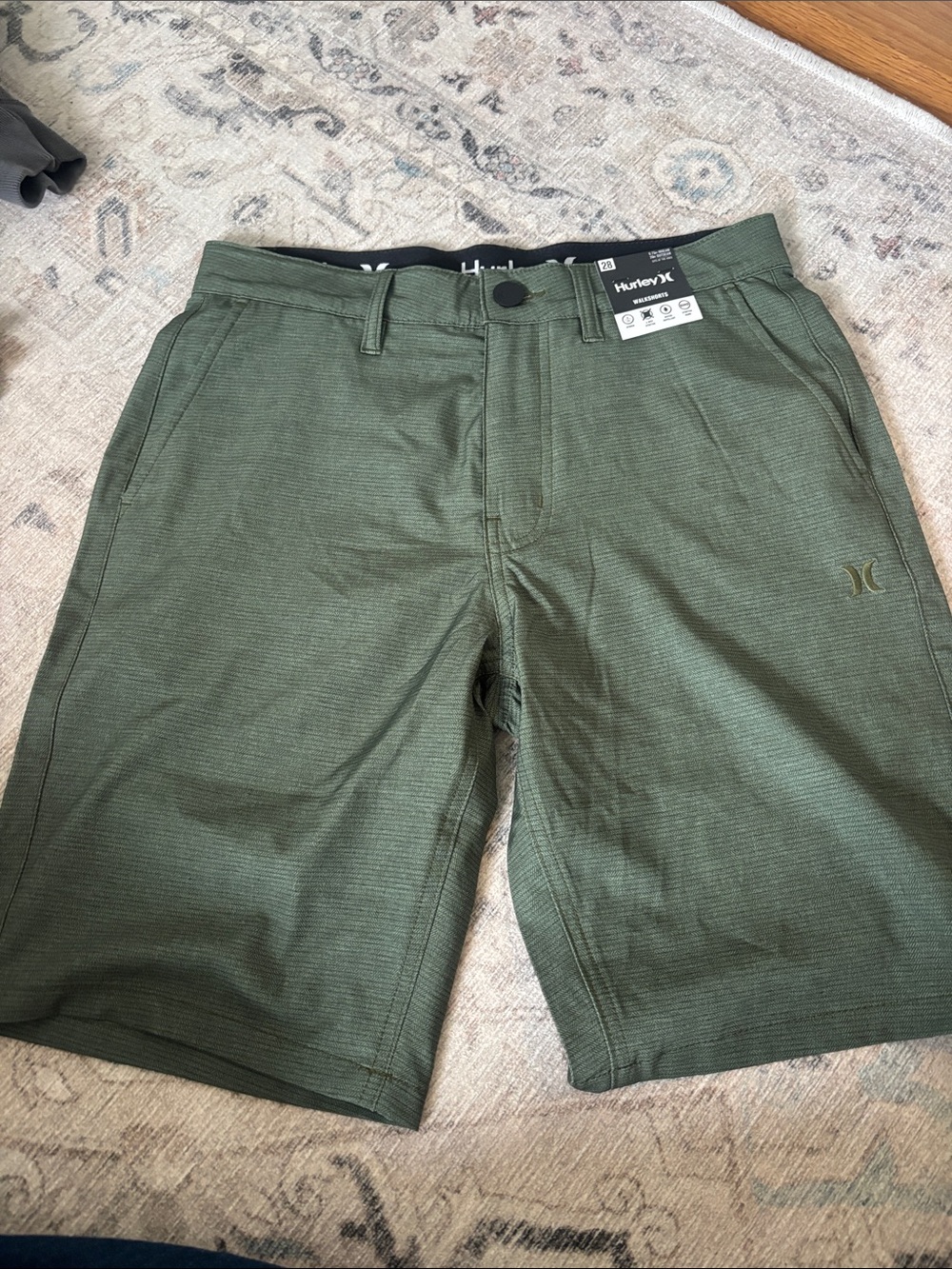 Hurley Men’s Olive Green Flat Front Shorts